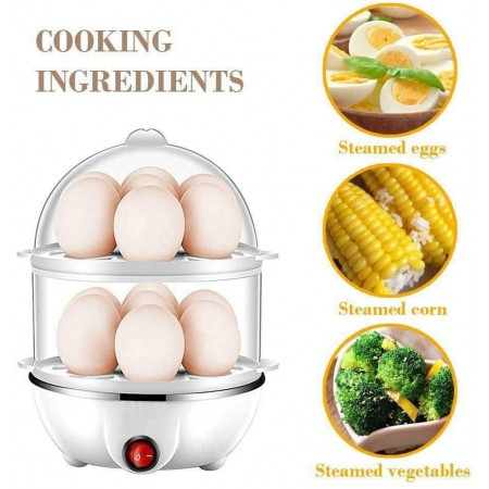 Meidong Rapid Egg Cooker Electric, 14 Capacity Egg Cooker Hard Boiled for Hard Boiled, Poached, Omelets, Steamed Vegetables, Seafood, Dumplings & More with Auto Shut Off Feature (White)