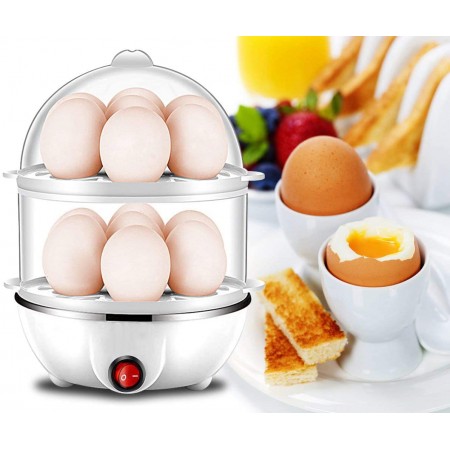 Meidong Rapid Egg Cooker Electric, 14 Capacity Egg Cooker Hard Boiled for Hard Boiled, Poached, Omelets, Steamed Vegetables, Seafood, Dumplings & More with Auto Shut Off Feature (White)