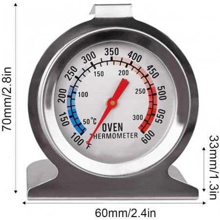 Meidong Instant Read Large Dial Oven Thermometer- Stainless Steel Grill/Smoker Monitoring Thermometer with Hook and Panel Base Hang or Stand for Kitchen Home Cooking, Baking, BBQ (2 Pieces)