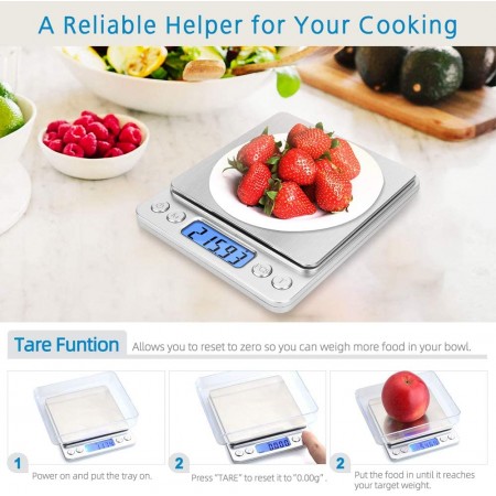 Meidong Gram Scale Digital Kitchen Scale Mini Size Food Scale 500g 0.01g High Precision Jewelry Weight Scale with Platform LCD Display Tare and Pcs Features