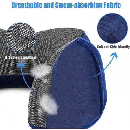 Meidong Travel Pillow Memory Foam Neck Pillow, Upgrade Design Perfect Support Machine Washable Airplane Travel Kit U Shaped Pillow with 3D Contoured Eye Mask, Earplugs, Travel Bag