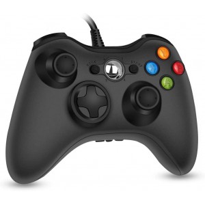 Meidong Xbox 360 PC Game Wired Controller for Microsoft Xbox 360 and Windows PC (Windows 10/8.1/8/7) with Dual Vibration and Ergonomic Wired Game Controller (Black 1)