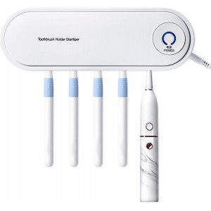 Meidong Toothbrush Sanitizer, Toothbrush Holder, UVC Sanitizer with Auto Drying Function, No Punching Installation, 5 Slots for Electric/Other Toothbrush
