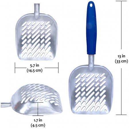 Meidong Cat Litter Scoop, Steel Pet Poop Shovel with Rubber Handle, with Convenient Hanging Hole, Keeps Litter-Box Neat and Odorless, Great for Siamese, Calico, Maine Coon and Tabby Cats, 1pc