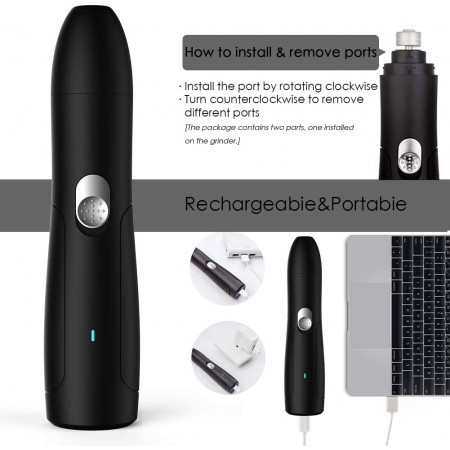 Meidong Dog-Nail-Grinder, Electric-Rechargeable-Pet-Nail-Grinder, Painless-Paws-Grooming-File, Dog-Nail-Clippers, Nail-Trimmer-for-Small-Medium-Large-Dogs-Cats (Model 1)