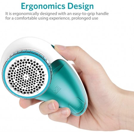 Meidong Lint Remover Rechargeable, Electric Sweater Shaver, Fabric Shaver Defuzzer with 2-Speeds, Removable Bin & Replaceable Stainless Steel 3-Blades, Dual Protection - Tale White