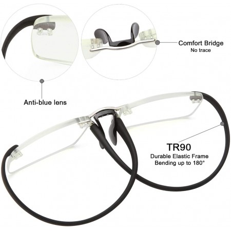 Meidong Rimless Reading Glasses for Men&Women - Blue Light Blocking Frameless Readers +2.75 Anti Harmful Blue Light Glare UV400 Eye Strain Quality Computer Eyeglass