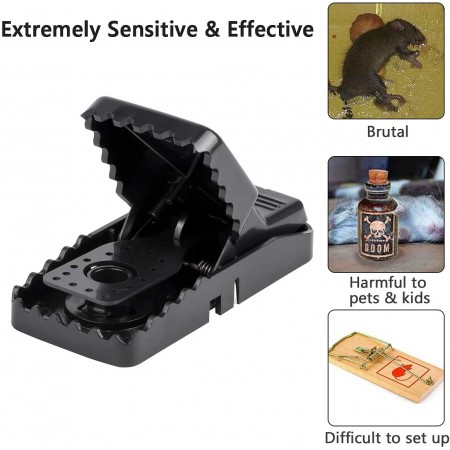 Meidong Mouse Traps, Reusable Snap Trap High Sensitive Plastic Mice Catcher, Rodent Traps Mouse Control, Instantly Quick Response, for Small Mice, Indoors & Outdoors, Pet Safe