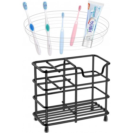 Meidong Toothbrush Holders, Small Stainless Steel Toothpaste Holder Bathroom Accessories Organizer, Black