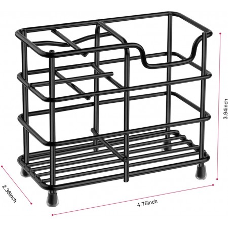 Meidong Toothbrush Holders, Small Stainless Steel Toothpaste Holder Bathroom Accessories Organizer, Black