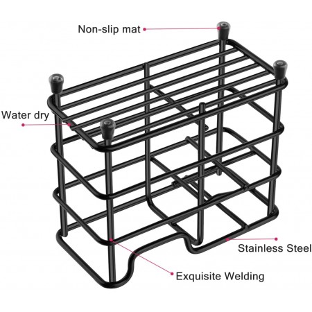 Meidong Toothbrush Holders, Small Stainless Steel Toothpaste Holder Bathroom Accessories Organizer, Black