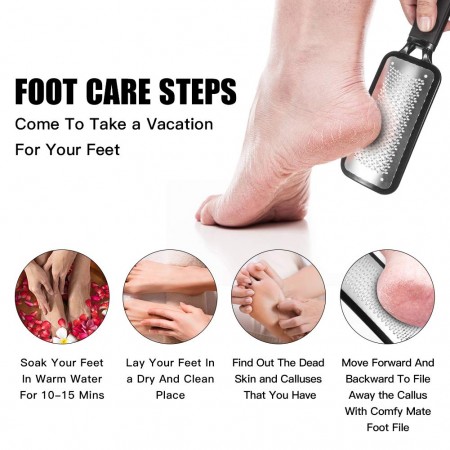 Meidong Colossal Foot Rasp Foot File and Callus Remover, Best Foot Care Pedicure Metal Surface Tool to Remove Hard Skin, Can be Used on Both Wet and Dry Feet, Surgical Grade Stainless Steel File