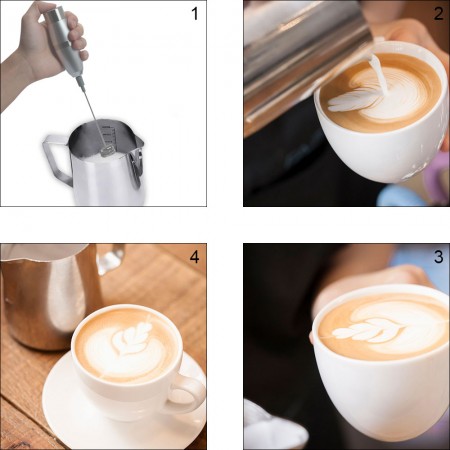 Meidong Milk Frother Egg Beater Electric Double Spring Head Milk Bubble for Large Cup of Milks Thick Creamy Foam Hot Cold Drinks Latte Cappuccino Foamed Coffee Drink