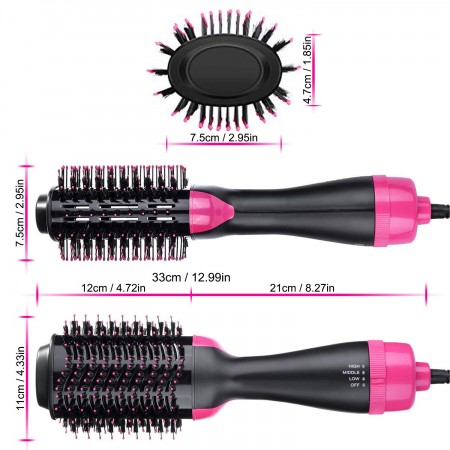 Meidong One-Step Hair Dryer & Volumizer Hot Air Brush, Black