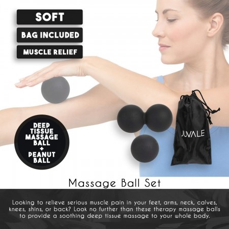 Meidong Massage Lacrosse Balls for Myofascial Release, Trigger Point Therapy, Muscle Knots, and Yoga Therapy. Set of 2 Firm Balls