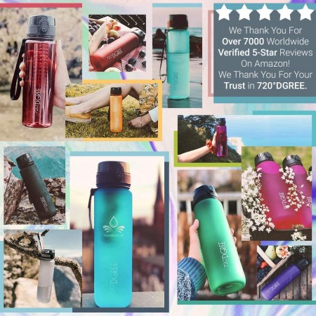 Meidong best 1000ml Sports Water Bottle - BPA Free Tritan Reusable Plastic, Leak Proof Flip Top Lid, Silicone Fast Flow Hard Chug Spout