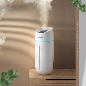 Meidong Portable Mini Humidifier, 500ml Small Cool Mist Humidifier with Night Light, USB Personal Desktop Humidifier for Baby Bedroom Travel Office Home, Auto Shut-Off, 2 Mist Modes, Super Quiet, Gray