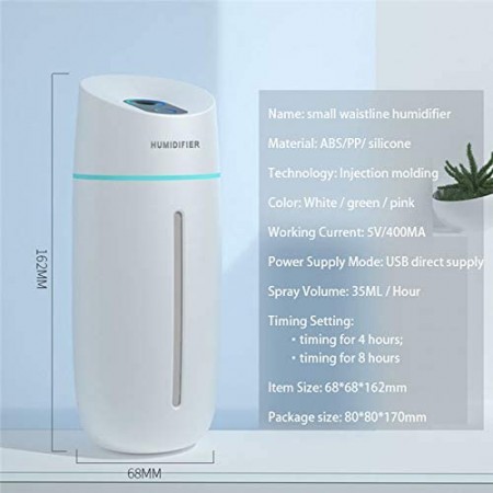Meidong Portable Mini Humidifier, 500ml Small Cool Mist Humidifier with Night Light, USB Personal Desktop Humidifier for Baby Bedroom Travel Office Home, Auto Shut-Off, 2 Mist Modes, Super Quiet, Gray