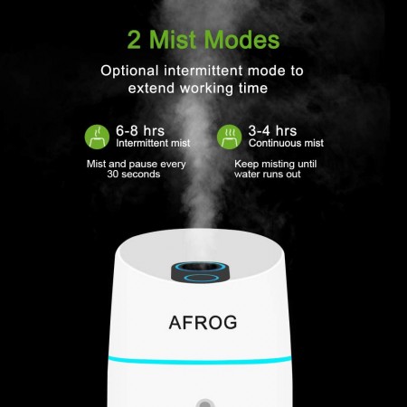 Meidong Portable Mini Humidifier, 500ml Small Cool Mist Humidifier with Night Light, USB Personal Desktop Humidifier for Baby Bedroom Travel Office Home, Auto Shut-Off, 2 Mist Modes, Super Quiet, Gray