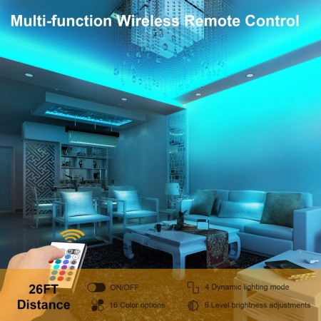 Meidong LED Stripe Lights Works with Alexa Google Home WiFi RGB LED Light Strips 16 Million Colors Music Sync 5050 LED Light with Remote App Control for Bedroom/Bar/Party/Home Decoration/16.4ft