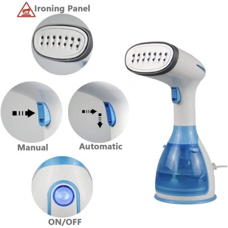 Meidong Portable Garment Steamer for Clothes, Garments, Fabrics Removes Wrinkles for Fresh Clothing, Fast Heat and Auto Off, Handheld Travel Steamer with Detachable 300ml Water Tank