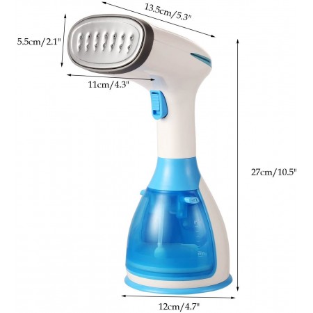 Meidong Portable Garment Steamer for Clothes, Garments, Fabrics Removes Wrinkles for Fresh Clothing, Fast Heat and Auto Off, Handheld Travel Steamer with Detachable 300ml Water Tank