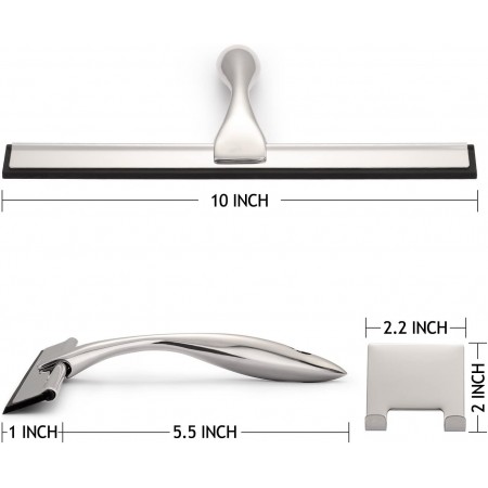 Meidong All-Purpose Shower Squeegee for Shower Doors, Bathroom, Window and Car Glass - Stainless Steel, 10 Inches