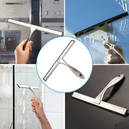Meidong All-Purpose Shower Squeegee for Shower Doors, Bathroom, Window and Car Glass - Stainless Steel, 10 Inches