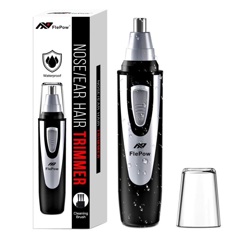 Meidong Ear and Nose Hair Trimmer Clipper - 2019 Professional Painless Eyebrow and Facial Hair Trimmer for Men and Women, Battery-Operated, IPX7 Waterproof Dual Edge Blades for Easy Cleansing(Black)