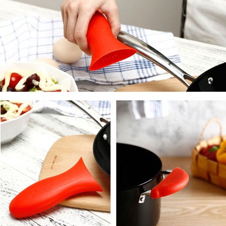 Meidong Hot Handle Holder Heat-Resistant Premium Silicone Kitchen Classic Assist Protecting Handle Cover for Skillets Frying Pans Griddles Cookware Handles(3pcs, Red)