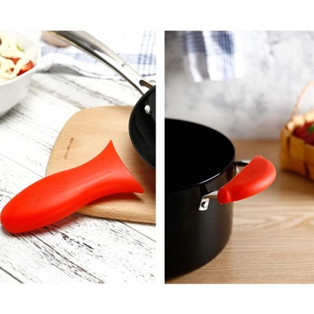 Meidong Hot Handle Holder Heat-Resistant Premium Silicone Kitchen Classic Assist Protecting Handle Cover for Skillets Frying Pans Griddles Cookware Handles(3pcs, Red)