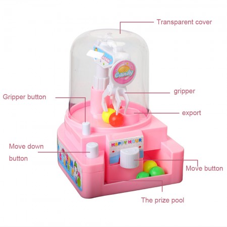 Meidong Catch Candy Machine Toy Manual Mini Catcher Game Candy Grabber Machine 6pcs Small Balls Candies Creative New Handheld Home Toy as Best Gift Ever for Kids Toddlers Boys Girls (Pink)