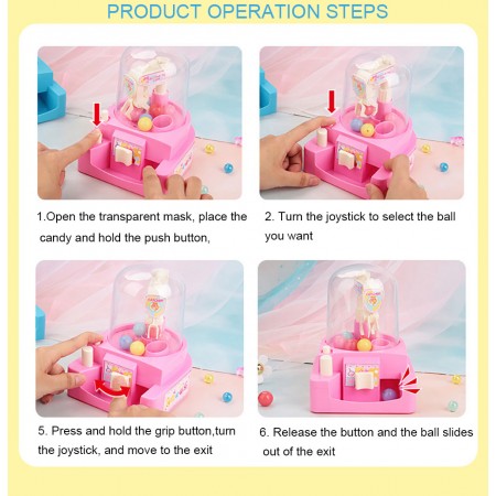 Meidong Catch Candy Machine Toy Manual Mini Catcher Game Candy Grabber Machine 6pcs Small Balls Candies Creative New Handheld Home Toy as Best Gift Ever for Kids Toddlers Boys Girls (Pink)
