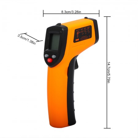 Meidong Infrared Thermometers Non-Contact Digital Laser Temperature Measurement Gun -58℉～716℉(-50℃～380℃) Battery Powered for Cooking Electrical Automotive Maintenance (Yellow)