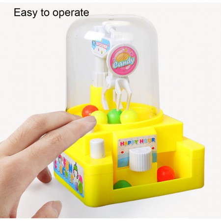 Meidong Catch Candy Machine Toy Manual Mini Catcher Game Candy Grabber Machine 6pcs Small Balls Candies Creative New Handheld Home Toy as Best Gift Ever for Kids Toddlers Boys Girls (Yellow)