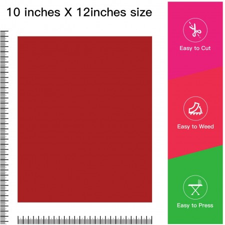 Meidong Heat Transfer Vinyl HTV Bundle 10"x12" - 25 Pack Assorted Colors HTV Vinyl, Iron On Vinyl for Cricut & Silhouette Cameo, Bonus Teflon for Heat Press Machine