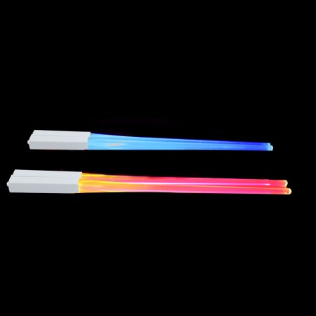 Meidong Chopsticks Lightsaber Light Up Chop Sticks Glowing Reusable Portable Funny Magic Gift for Child Kids Toddlers Adults (2 Pairs, Red + Blue)