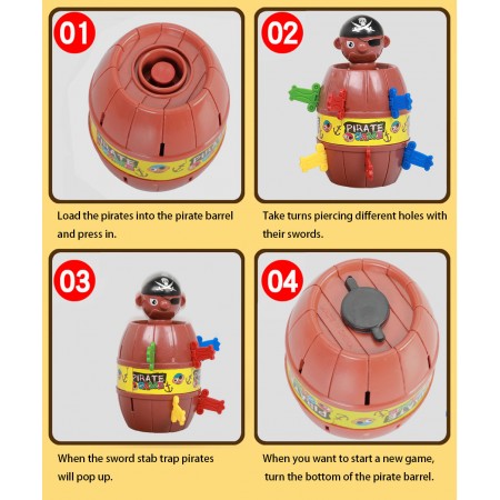Meidong Pirate Toys Novelty Pirate Barrel Corsair Funny Bucket Pop Up Buccaneer Game Stab Daggers Test Lucky for Kids Adults at Travel Party Gathering (Brown)