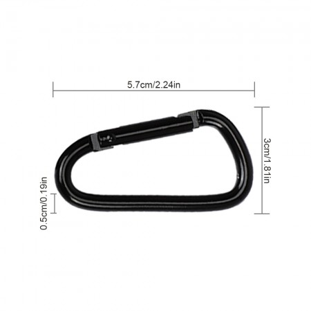 Meidong Carabiner Clip Hooks Aluminum D Shape Buckle Used as Hammock Locking Keychain Clip Snap Clip Backpack Hanging Buckle For Camping Hiking Fishing (5pcs, Black)