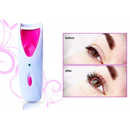 Meidong Eyelash Curler Heated Mini Professional Hot Eyelash Curler Electric Long Lasting Curl Battery-Operated for Women Ladies Girls Make-up Dance Party Appointment (Pink)