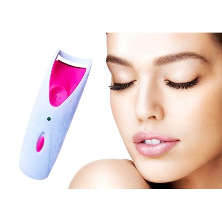 Meidong Eyelash Curler Heated Mini Professional Hot Eyelash Curler Electric Long Lasting Curl Battery-Operated for Women Ladies Girls Make-up Dance Party Appointment (Pink)