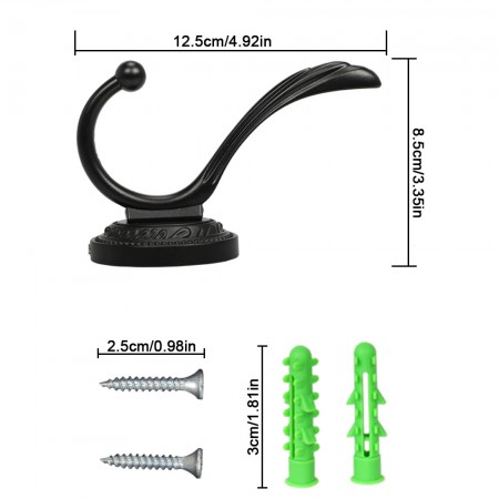 Meidong Coat Hook Robe Dual Prong Hook Wall Mounted Zinc Alloy Anti-corrosion DurableHangers for Jackets Sweatshirts Umbrella Bag Towel Key Hat (Round, Feather Pattern)