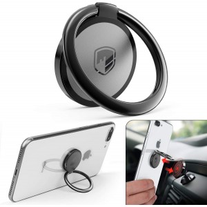 Meidong mobile phone ring stand finger stand-360° rotating metal ring clip for magnetic car mount compatible with all smartphones-Rose Gold, Gun-Black