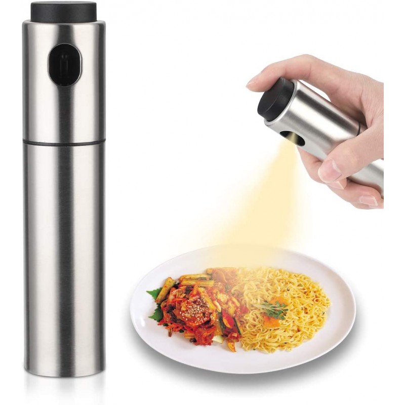 Meidong Olive Oil Sprayer Stainless Steel Refillable Bar Bottles for Cooking, Salad Oil Dressing,BBQ, Grilling and Roasting, 100ml Food Grade Cooking wine & Vinegar Sprayer
