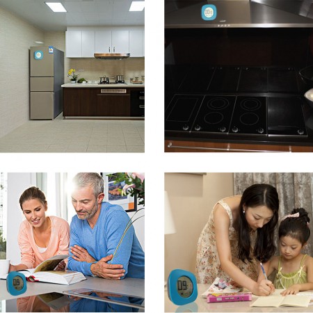 Meidong Timer Kitchen Timer LCD Digital Touch Screen Countdown Up Timer Clock Magnet Adsorption Desktop Wall Mounting Loud Alarm Cooking Timer Power by Batteris for Kid Child (Blue)