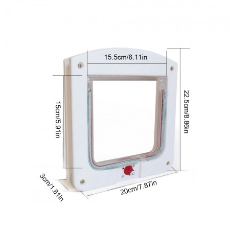 Meidong Pet Door Cat Flap Dog Door 4 Ways of Locking Security Barrier Flap Rainproof No Noise Pet Products Fits for 15 lbs Pets Cats Small Dogs Poodles (White)