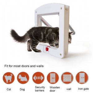 Meidong Pet Door Cat Flap Dog Door 4 Ways of Locking Security Barrier Flap Rainproof No Noise Pet Products Fits for 15 lbs Pets Cats Small Dogs Poodles (White)