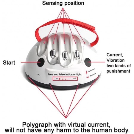 Meidong Polygraph Machine Lie Detector Test Two Play Ways LED Lighting Reaction Electric Shocking Liar Game Funny Ajust Atmosphere for Festival Party Christmas Fool's Day Home Meet Game Gift