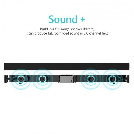 TV Sound Bar, Meidong Bluetooth Soundbar with Built-in Subwoofer, 36 inch 2.0 Channel Home Theater Speakers, Wireless and Wired Bluetooth Audio for TV/PC/ Phones/Tablets/ Echo dot (2017 Model) 