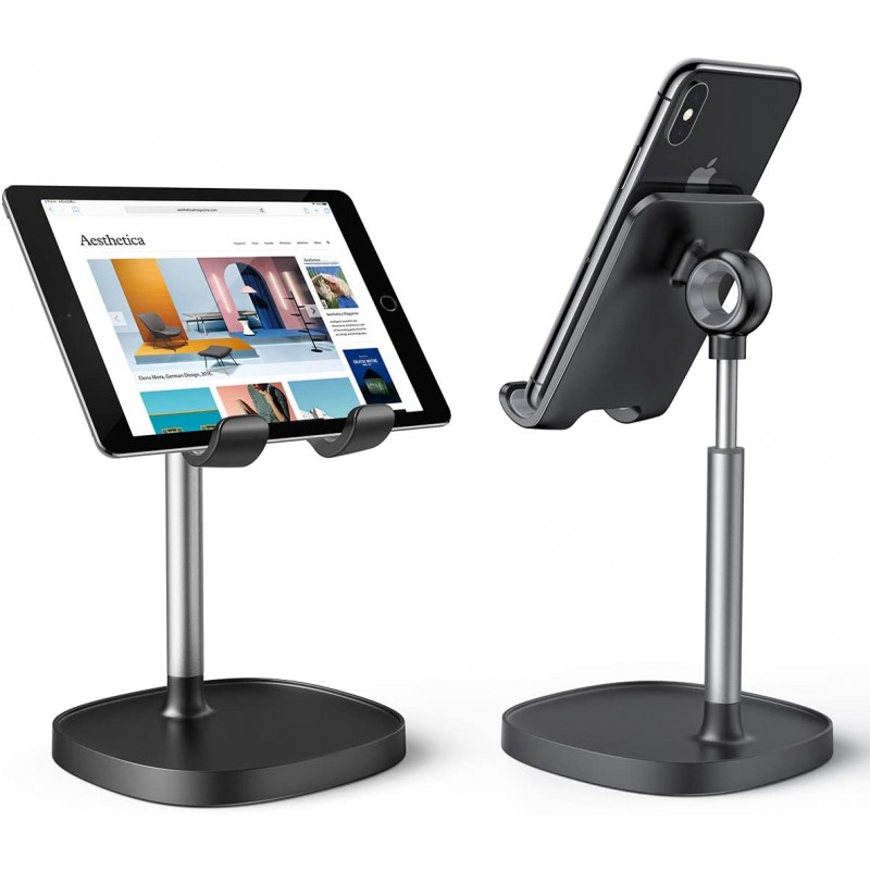Cell Phone Stand, Height Adjustable Meidong Cell Phone Stand For Desk,Thick Case Friendly Phone Holder Stand For Desk, Compatible with All Mobile Phones